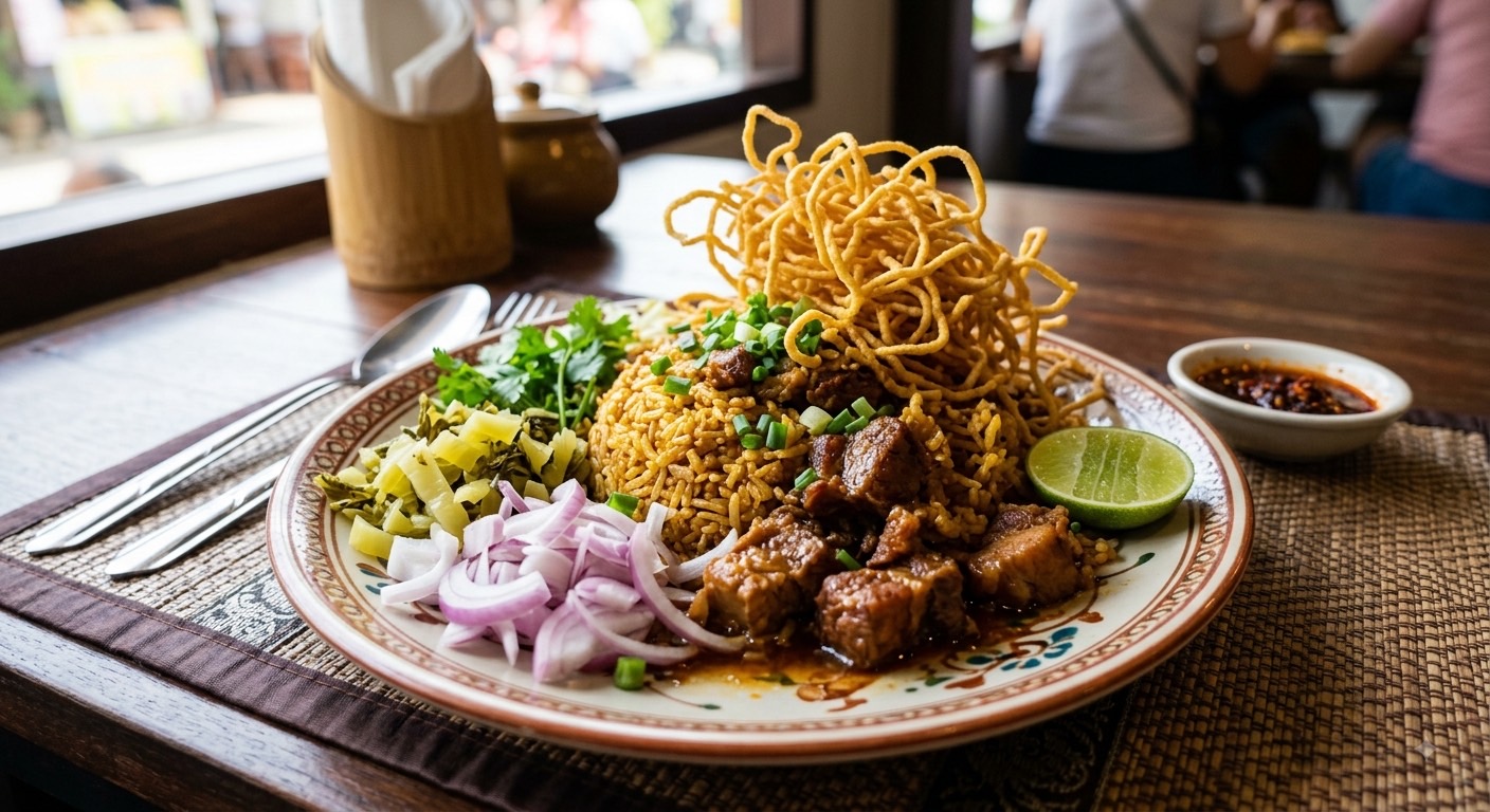 ข้าวผัดน้ำข้าวซอยหมูตุ๋น